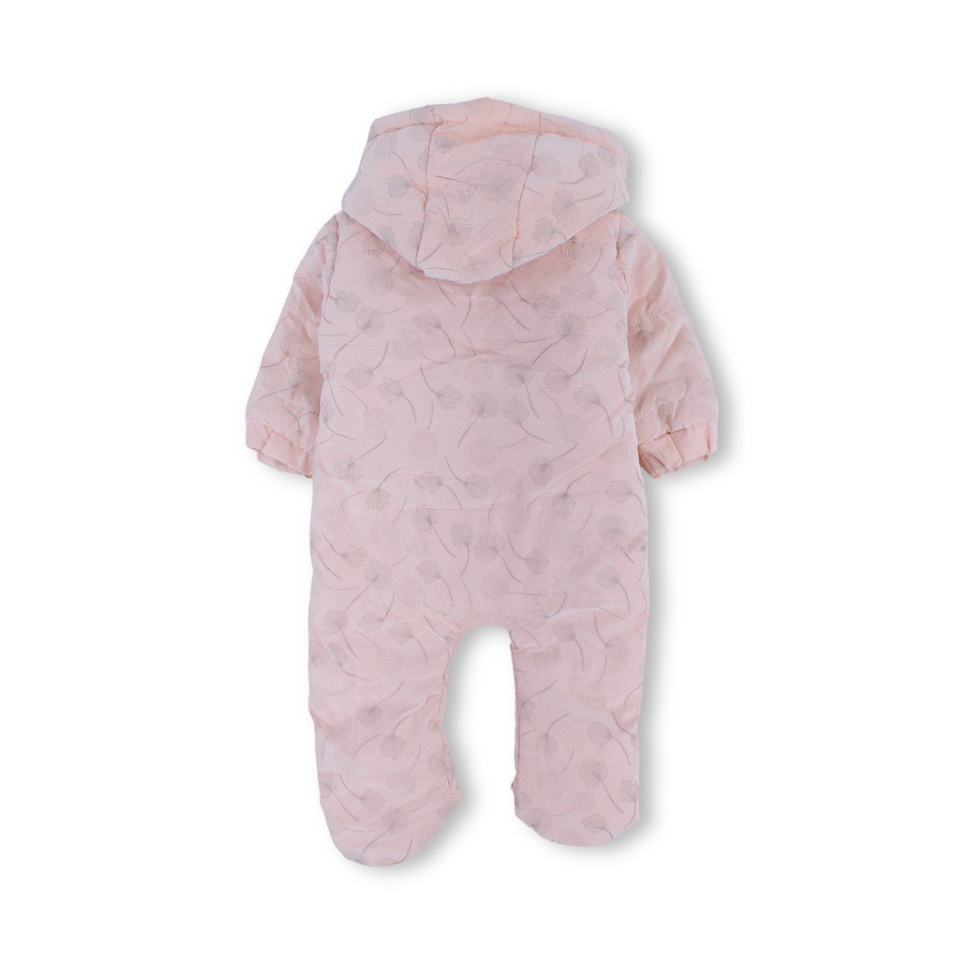 Baby Girls Waterproof Hooded Baby Footie – Pink with Fur-Lined