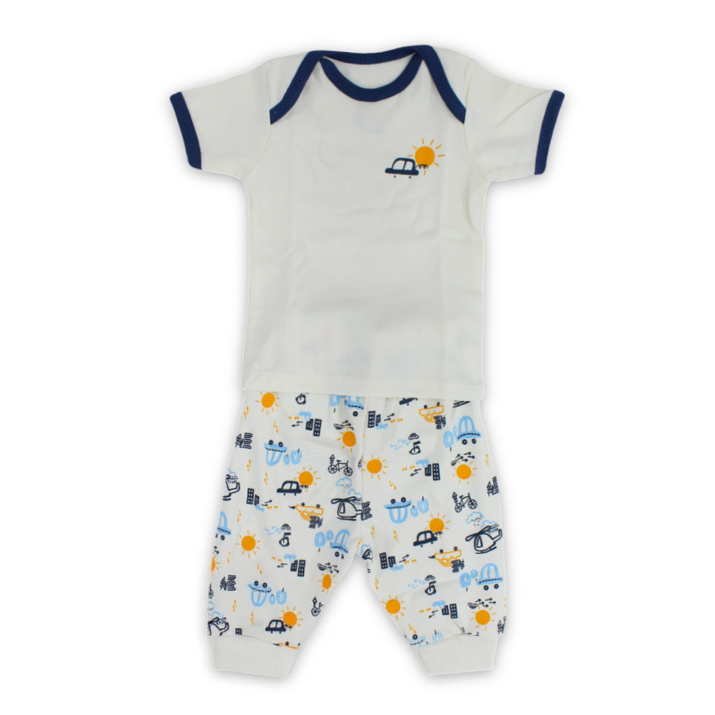 Baby Boys Cotton Pajama – Off-White with Cars & Planes Print - Clothing - JOKY