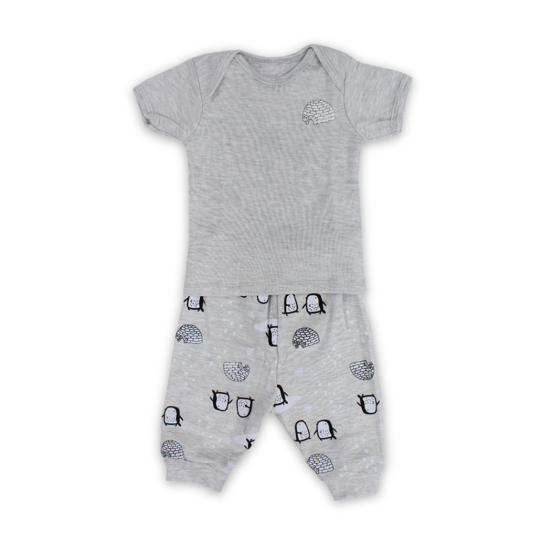Baby Boys Cotton Pajama – Grey with Penguin Print - Clothing - JOKY