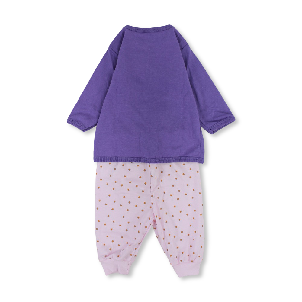 Baby Girls Cotton Pajama – Purple with Unicorn Print