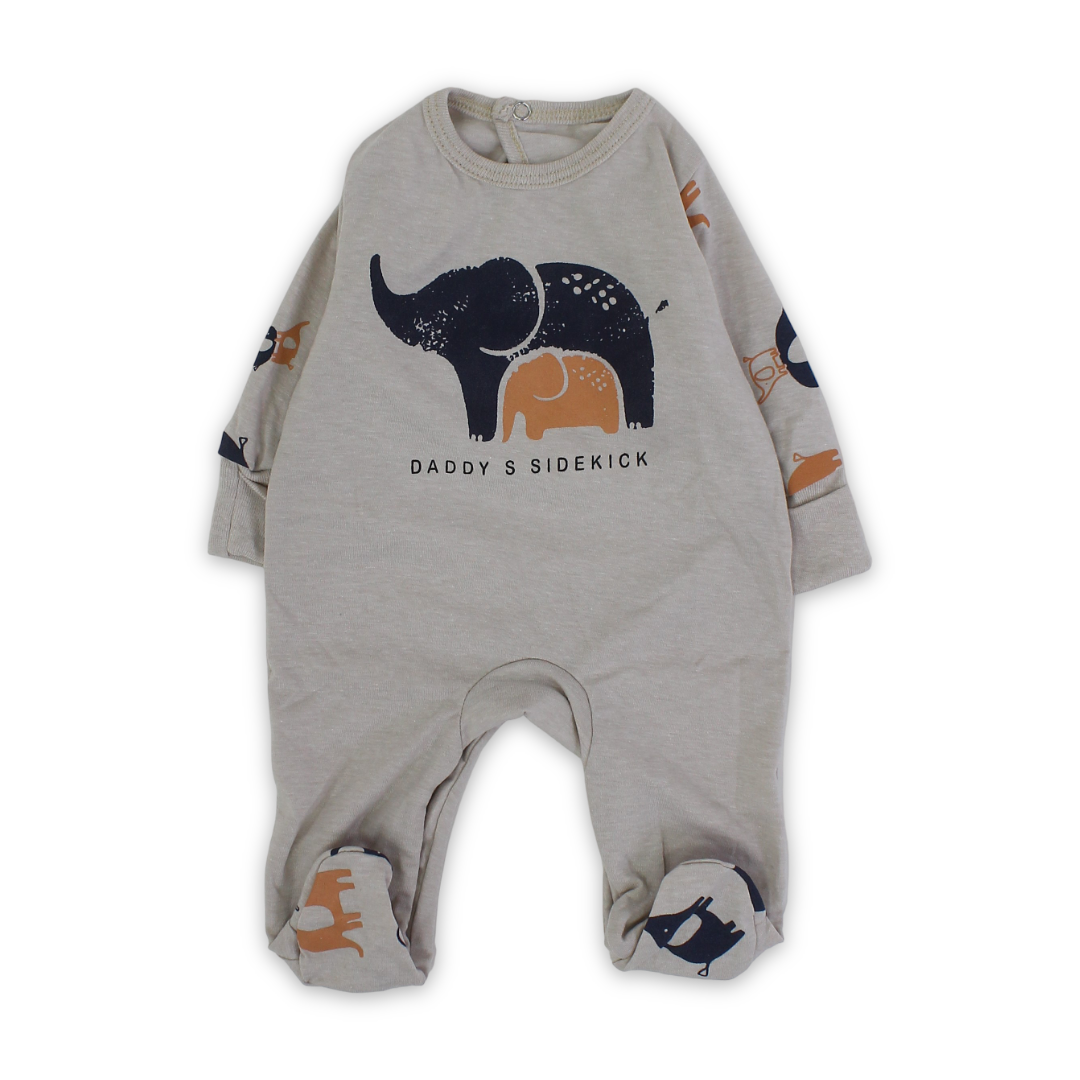 Baby Boys Cotton Baby Footie – Elephant Print - Clothing - JOKY