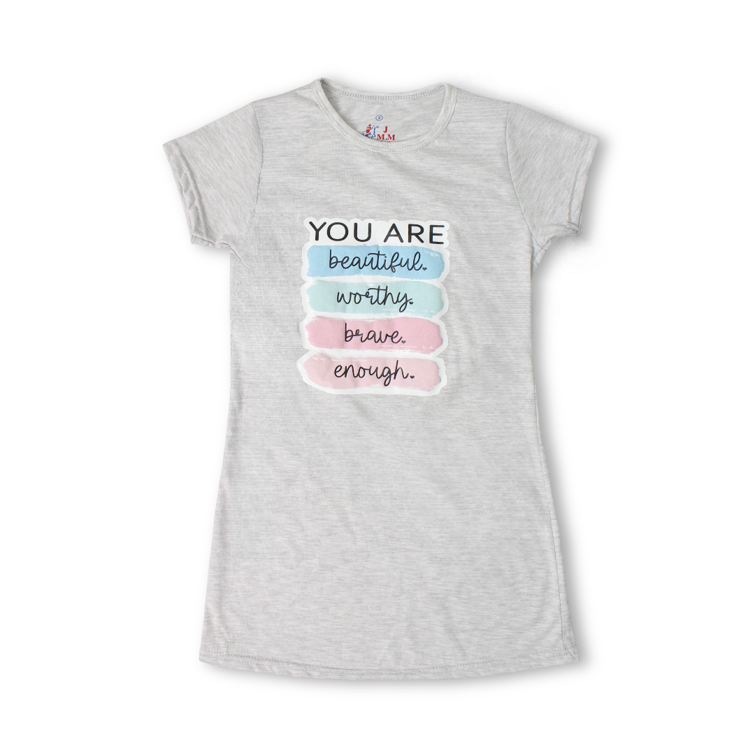 Girls Cotton Nightgown – Grey