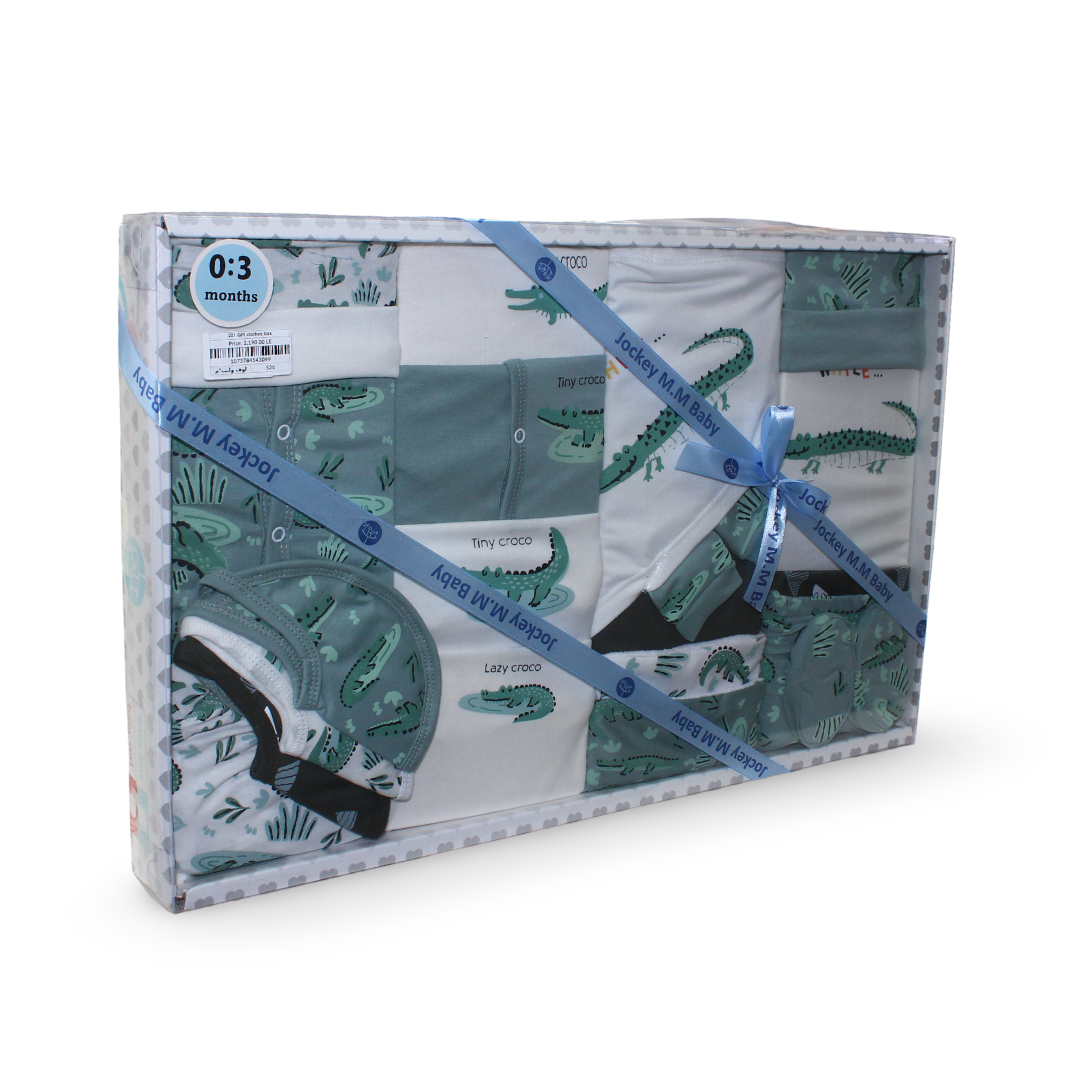 Baby Boys Cotton Gift Clothes Box Mint & Off-White – 0-3m (20 Pcs) - Clothing - JOKY