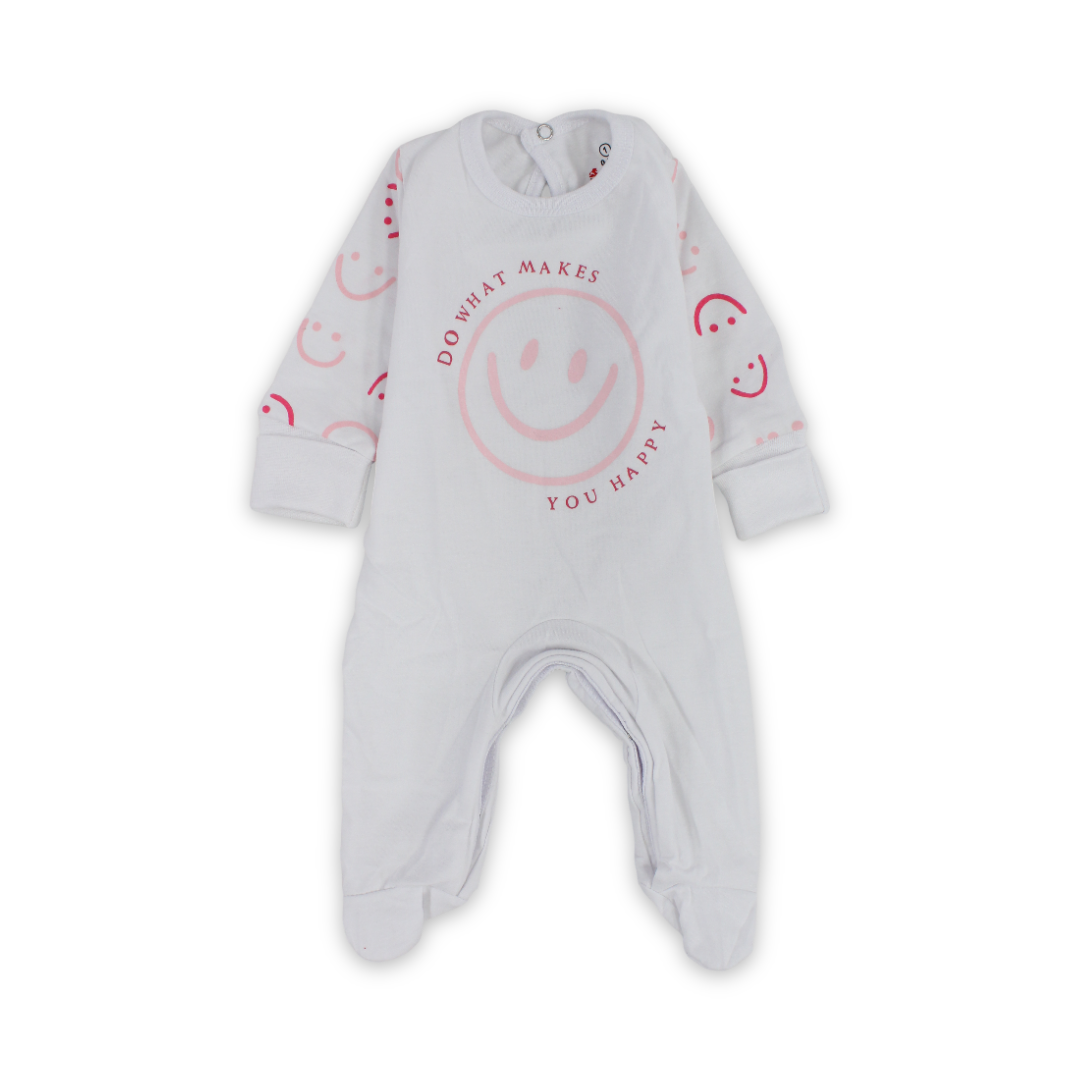 Baby Girls Cotton Baby Footie Onesie – "Do what Makes You Happy" Print - Clothing - JOKY