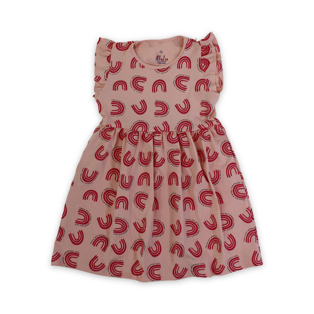 Girls Cotton Nightgown – Salmon with Rainbow Print - Clothing - JOKY
