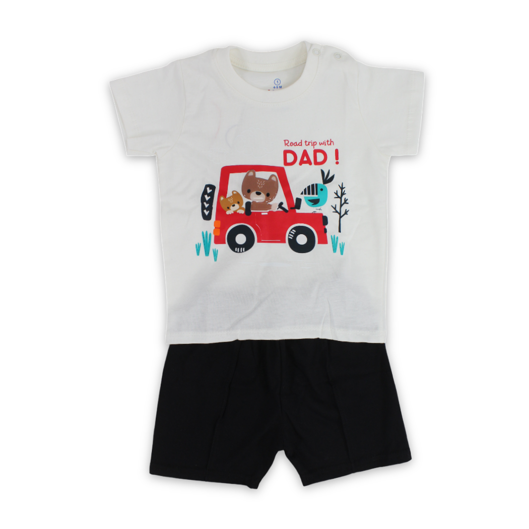 Baby Boys Cotton Pajama – "Road trip with DAD!" Print - Clothing - JOKY