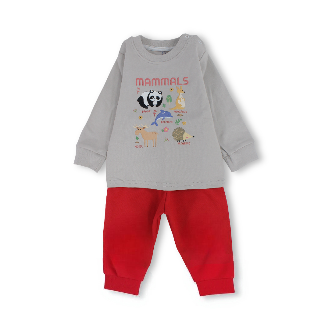 Unisex Baby Cotton Long-Sleeved Pajama – Mammals Print
