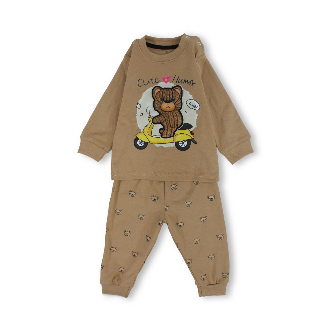 Baby Boys Cotton Long-Sleeved Pajama – "Cute Humor" Print