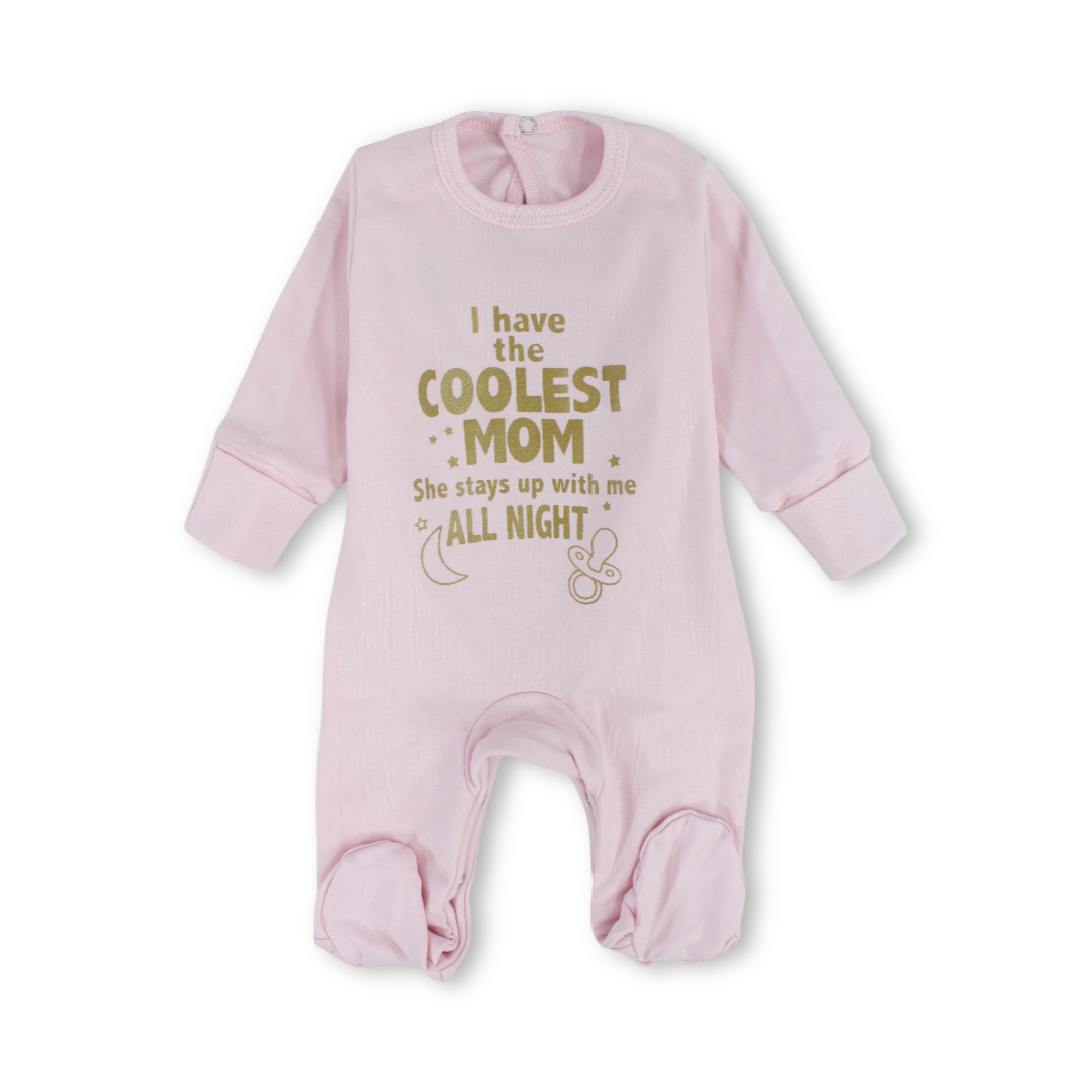 Unisex Baby Cotton Baby Footie – "Coolest Mom" Print