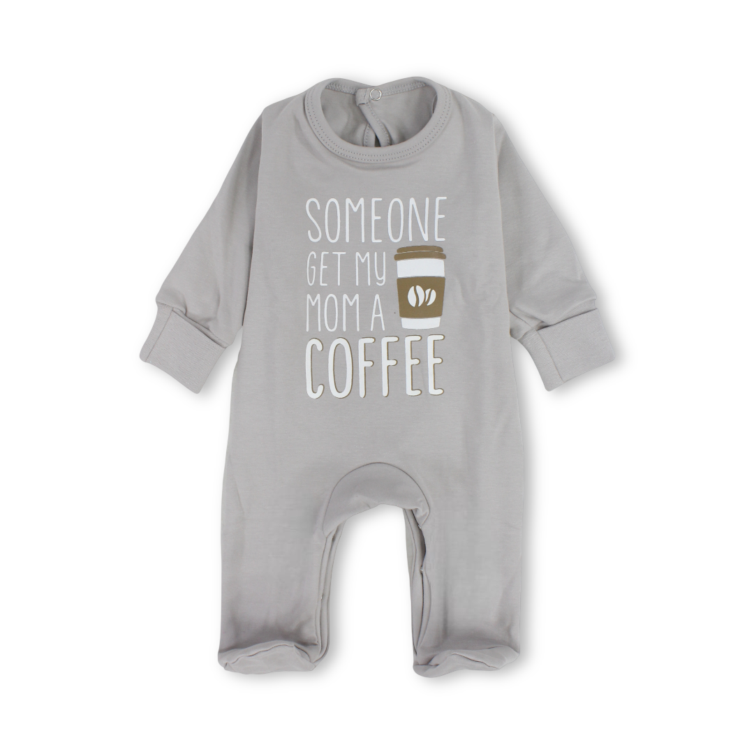 Unisex Baby Cotton Baby Footie – "Coffee" Print
