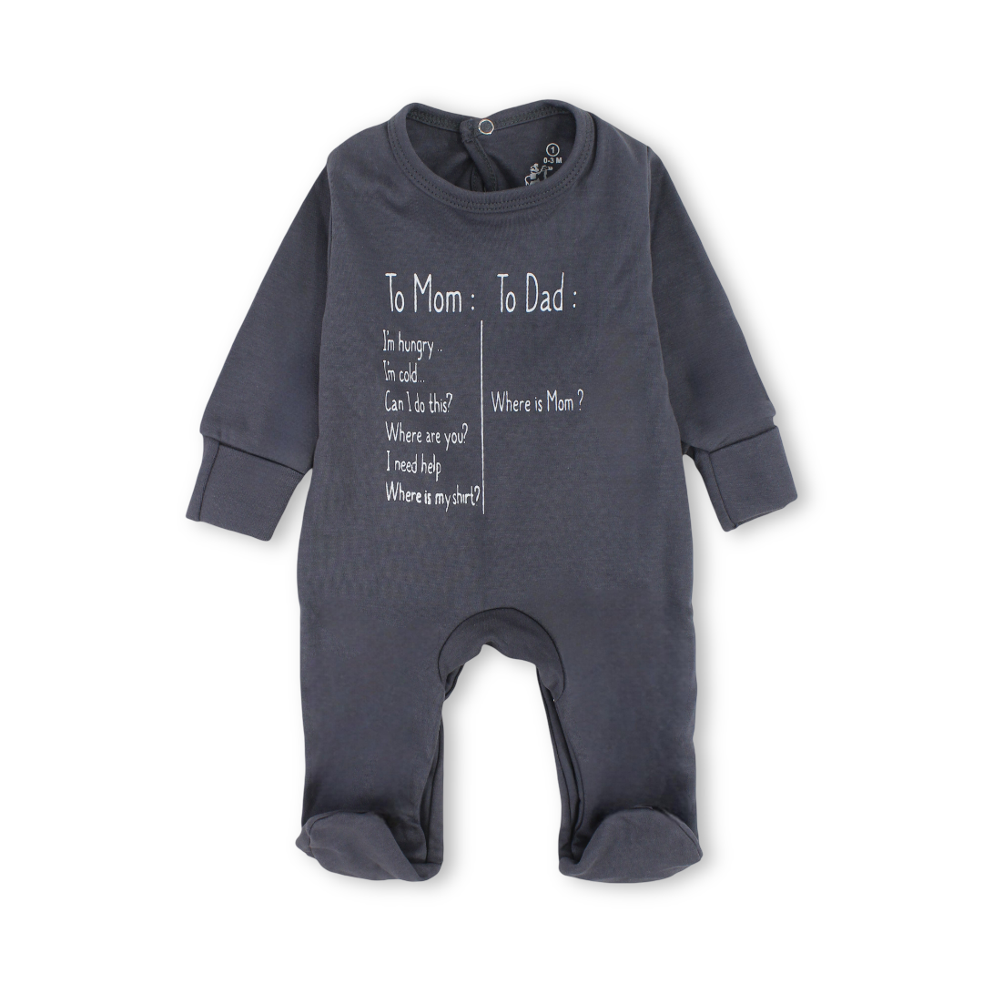 Unisex Baby Cotton Baby Footie – "To Mom To Dad" Print