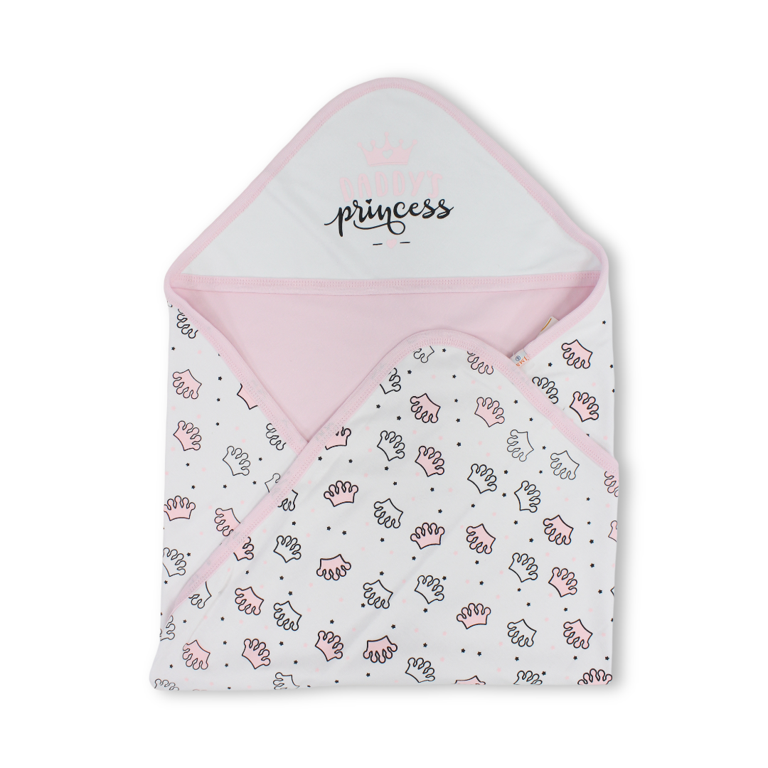 Cotton Baby Blanket – Pink with "Princess" Print