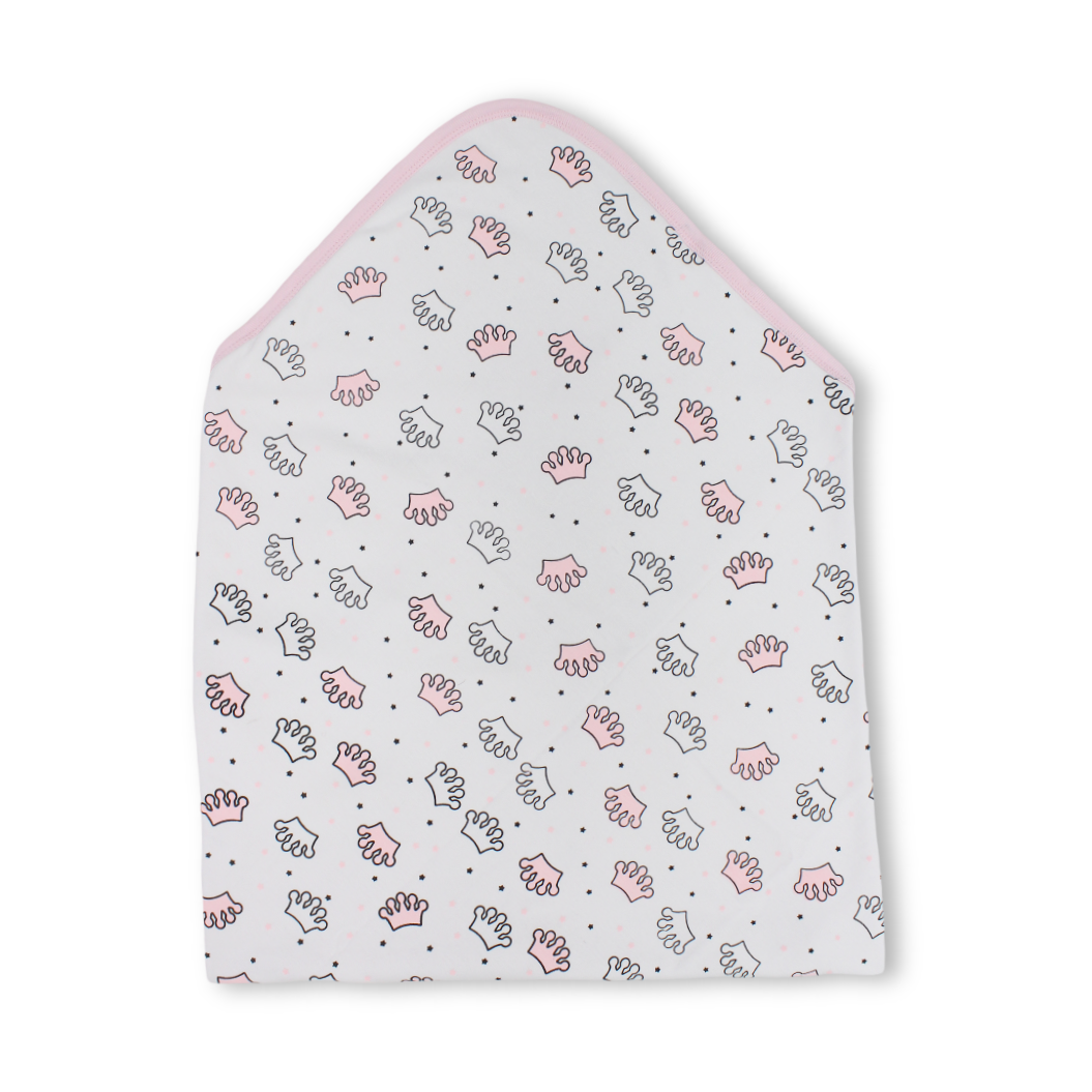 Cotton Baby Blanket – Pink with "Princess" Print