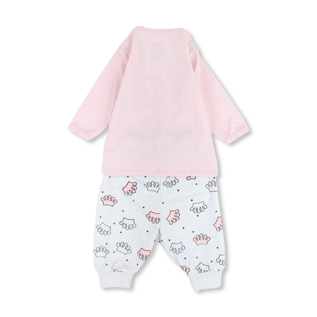 Baby Girls Cotton Pajama – Pink with "Princess" Print