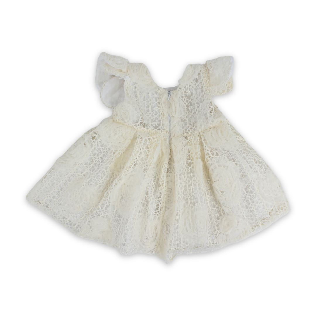 Baby Girls Jacquard Dress – Beige