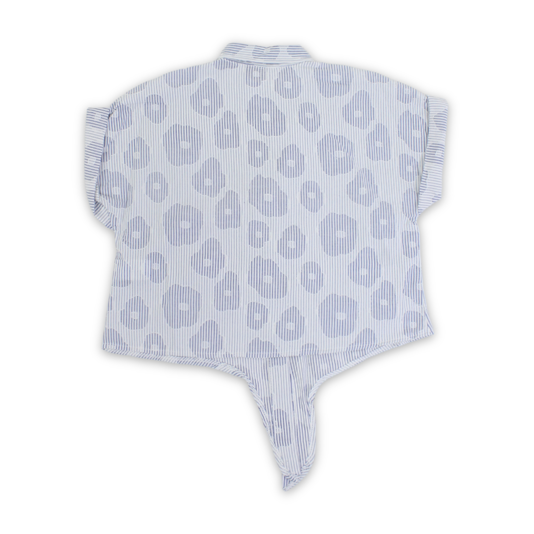 Girls Cotton Blouse – White & Baby Blue