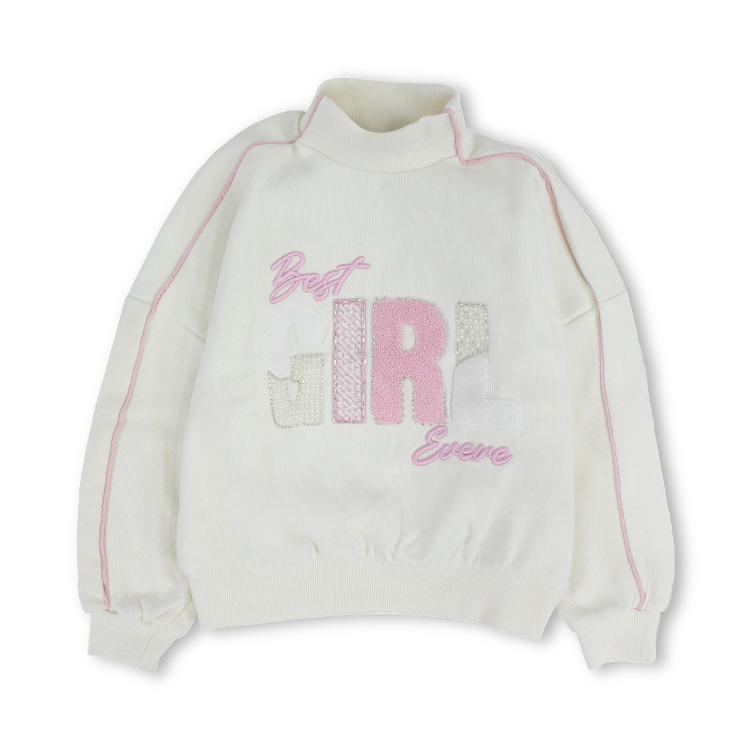 Girls Cotton Sweatshirt "Best Girl" Embroidery