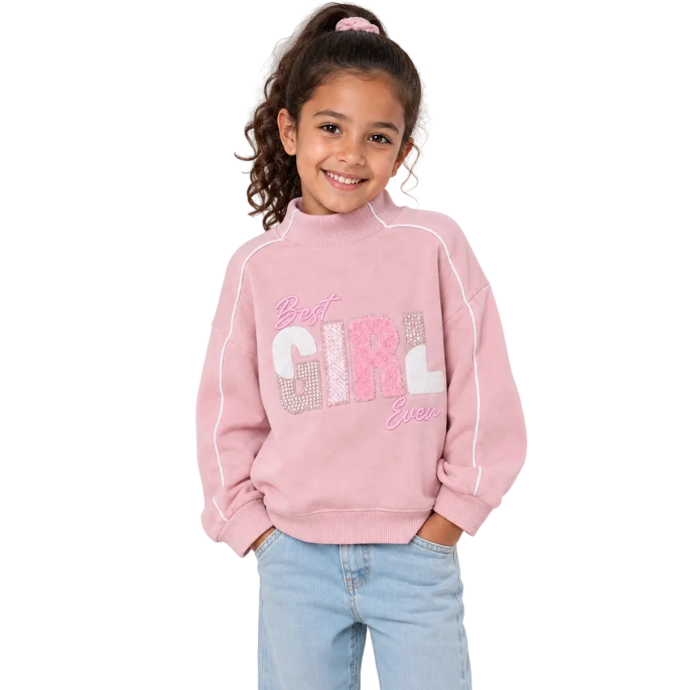 Girls Cotton Sweatshirt "Best Girl" Embroidery
