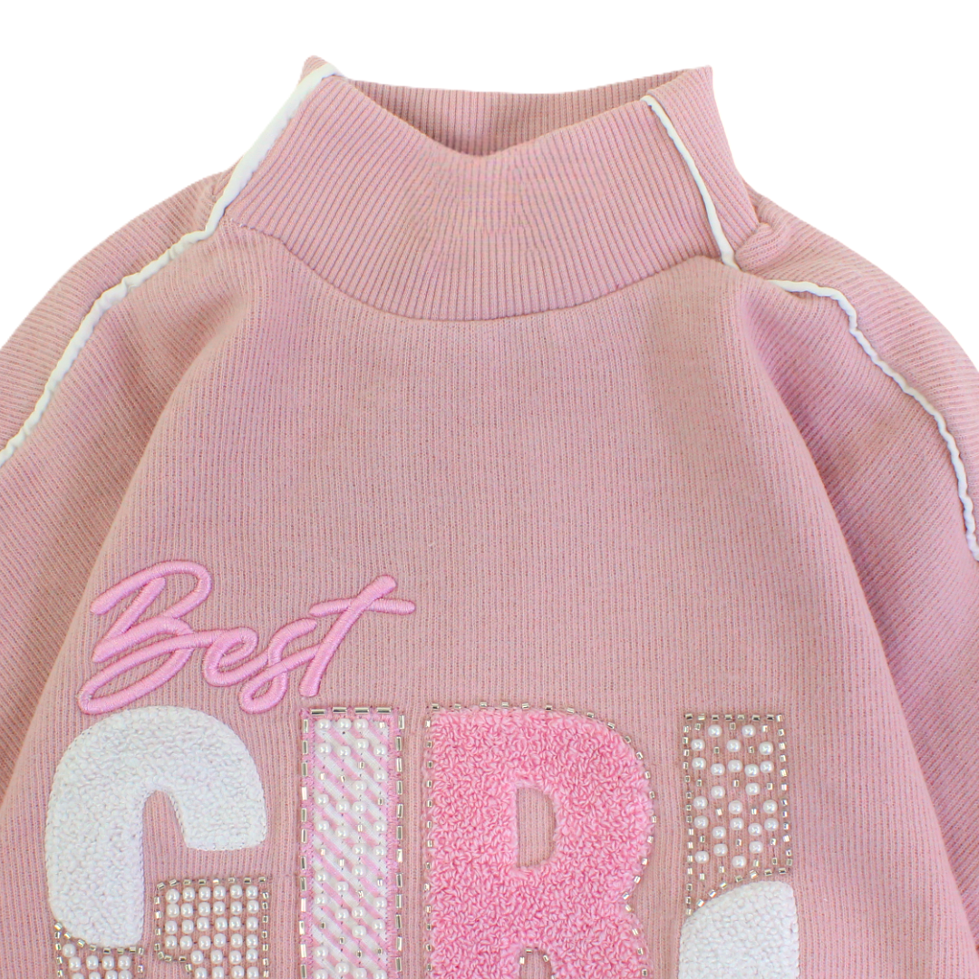 Girls Cotton Sweatshirt "Best Girl" Embroidery