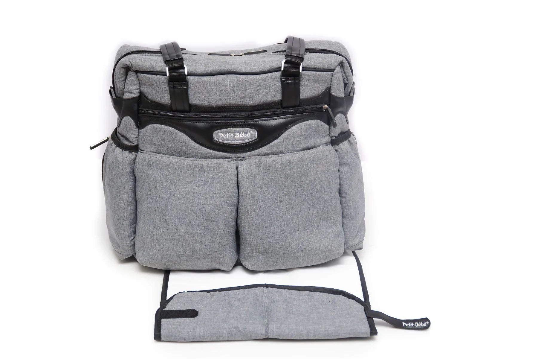Petit Bebe Baby Diaper Bag Premium – Grey & Black