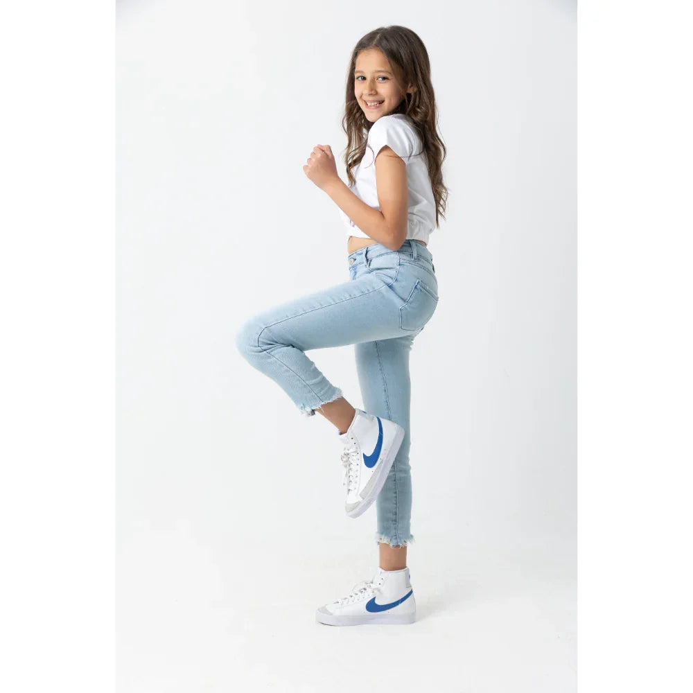 Girls Ripped Jeans - Light Blue