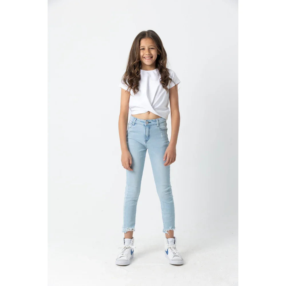 Girls Ripped Jeans - Light Blue