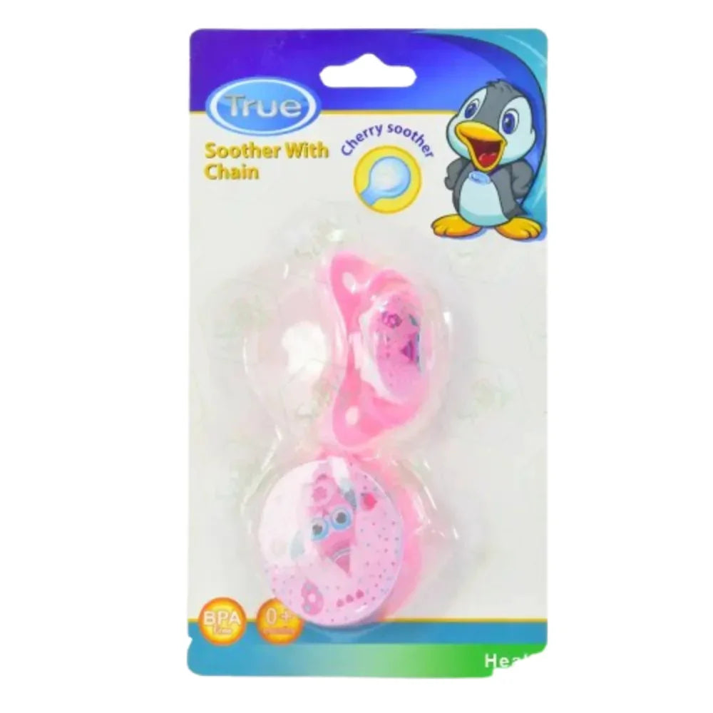 True Silicone Pacifier with Chain 0–6m – Purple - Baby Essentials
