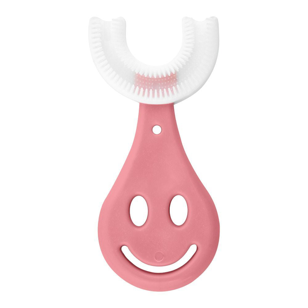 U-shaped Silicone Toothbrush – Pink - Baby Essentials - Happy Baby