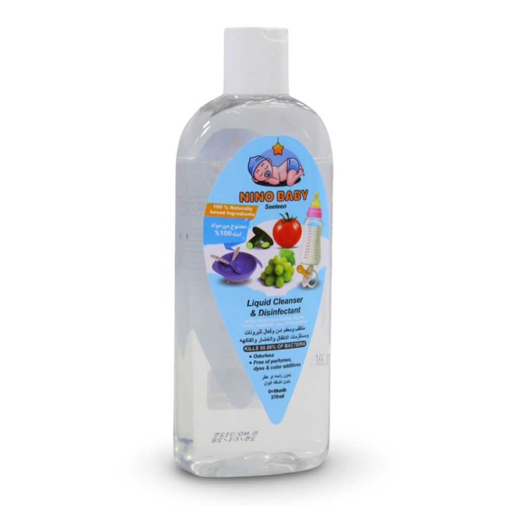 Nino Baby Bottle Cleanser & Disinfectant 370ml – Fragrance Free - Baby Essentials