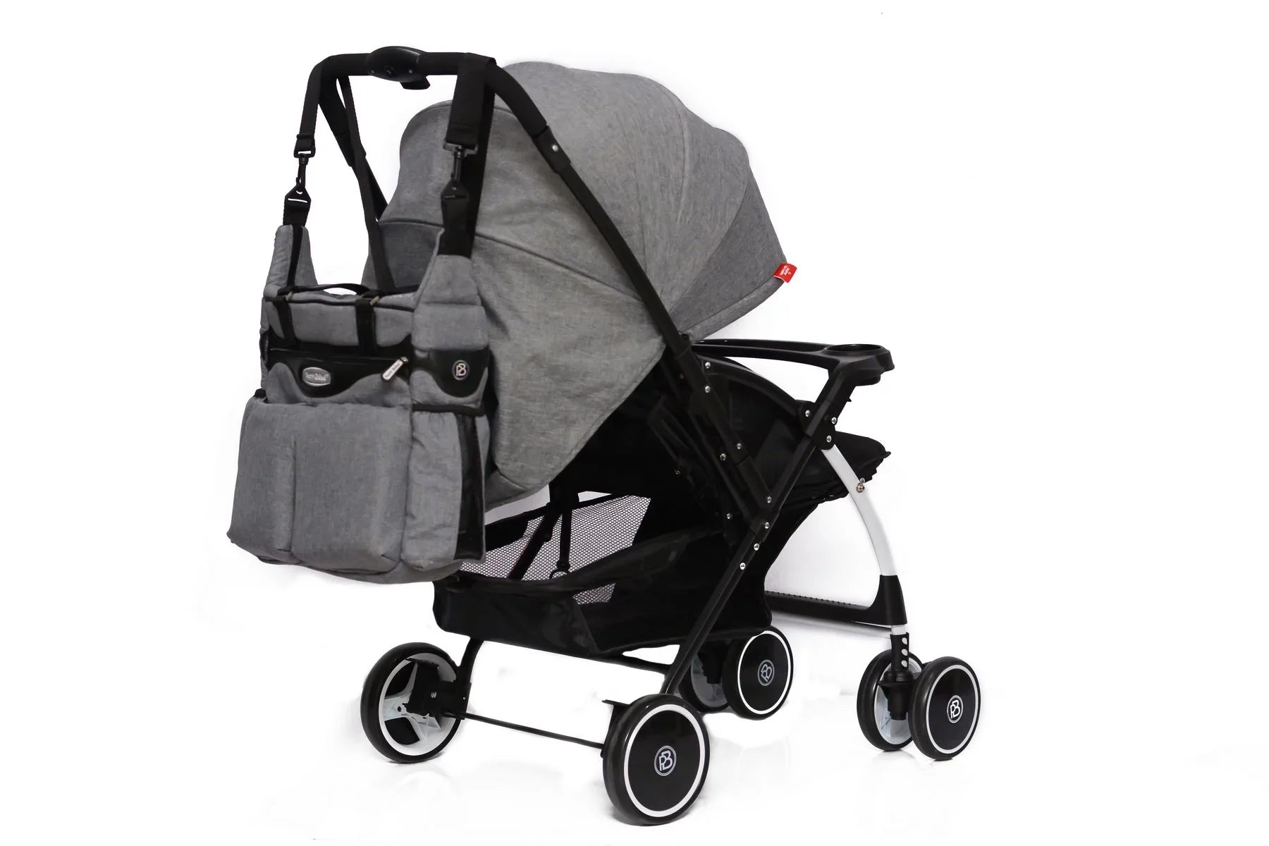 Petit Bebe Baby Diaper Bag Premium – Grey & Black