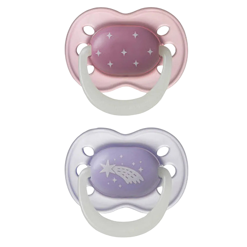 Tommee Tippee NightGlow Orthodontic Pacifiers 0-6m – Purple & Fuchsia