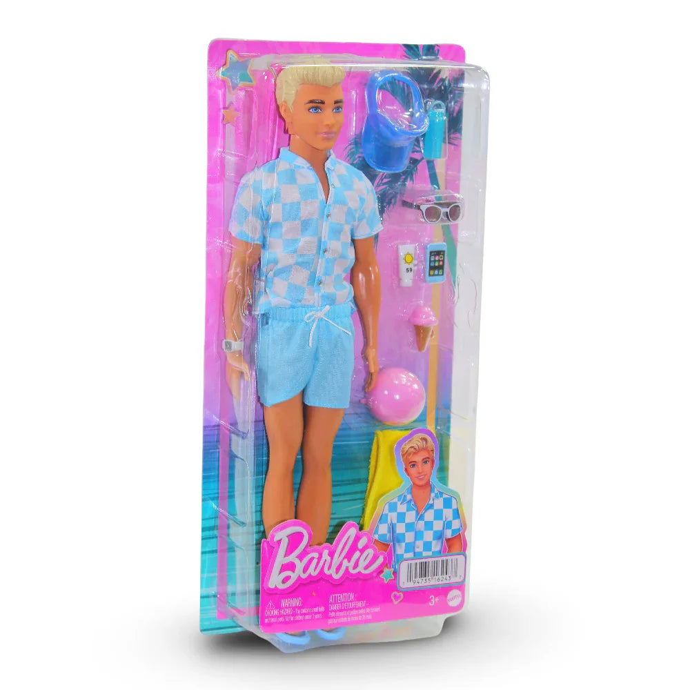 Mattel Blonde Ken Doll – Swim Trunk and Beach Accessories