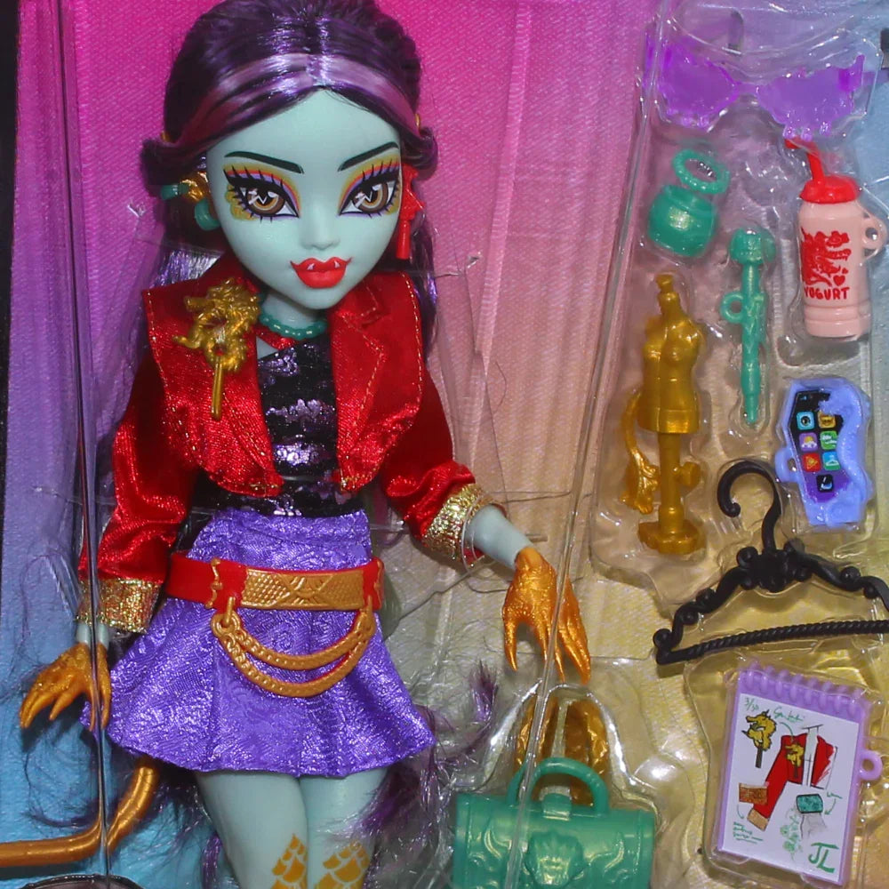 Mattel Monster High Jinafire Long Fashion Doll – Pet Dog Cloudy “Yun Yun” and Accessories