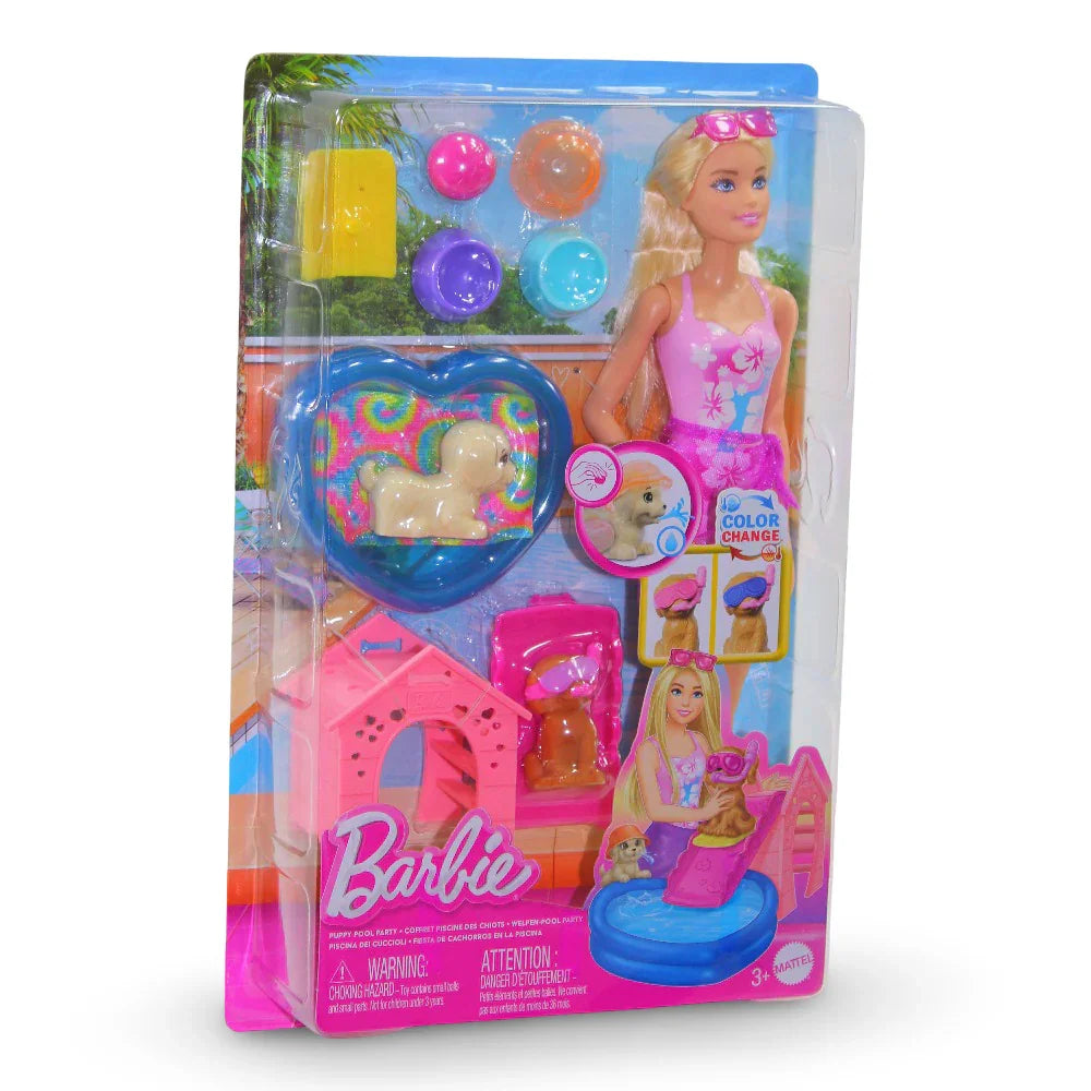 Mattel Barbie Puppy Pool – Pool, Doghouse & Slide, 2 Pets and Accessories