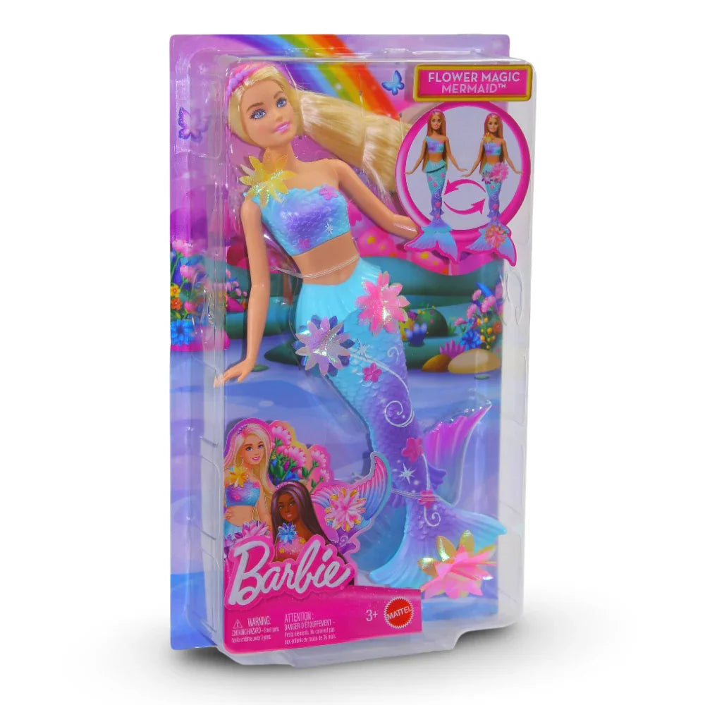 Mattel Barbie Flower Magic Mermaid Doll – Flowers Feature and Headband Accessory