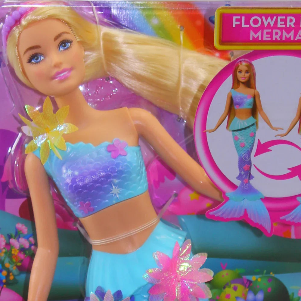 Mattel Barbie Flower Magic Mermaid Doll – Flowers Feature and Headband Accessory