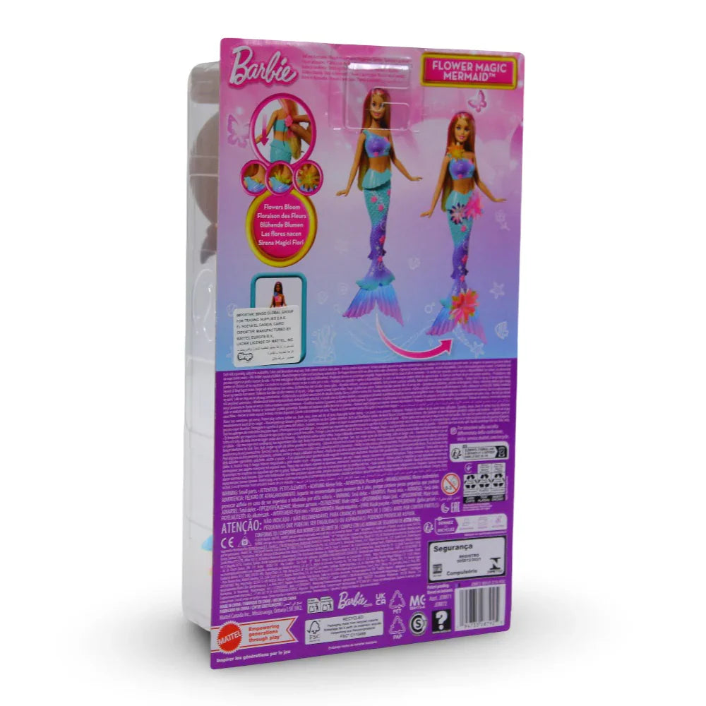 Mattel Barbie Flower Magic Mermaid Doll – Flowers Feature and Headband Accessory