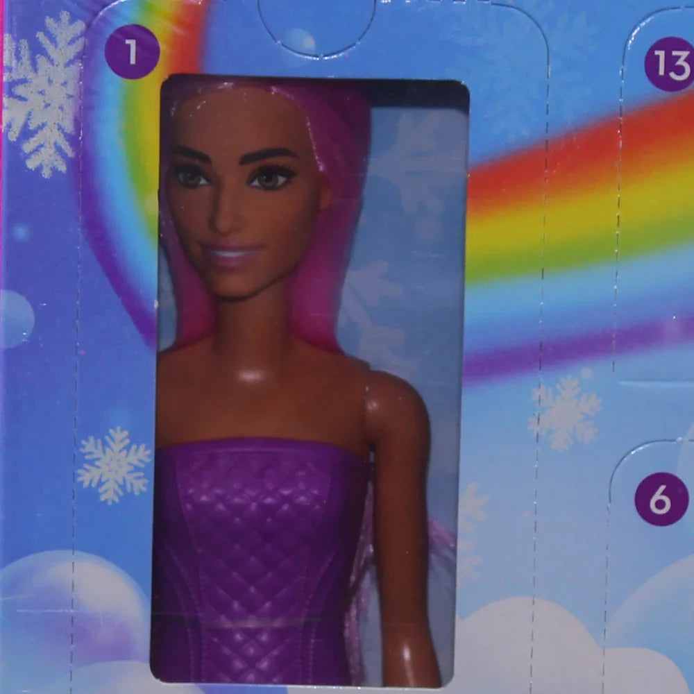 Mattel Barbie Advent Calendar Doll – 24 Accessories Unicorn, Pets, Mermaid Doll and Fairy