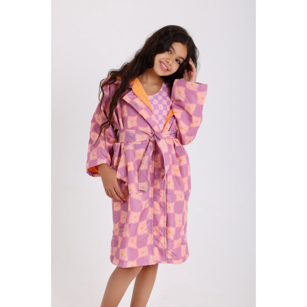 Girls Waterproof Swim Robe – Dustypink & Purple Karuh