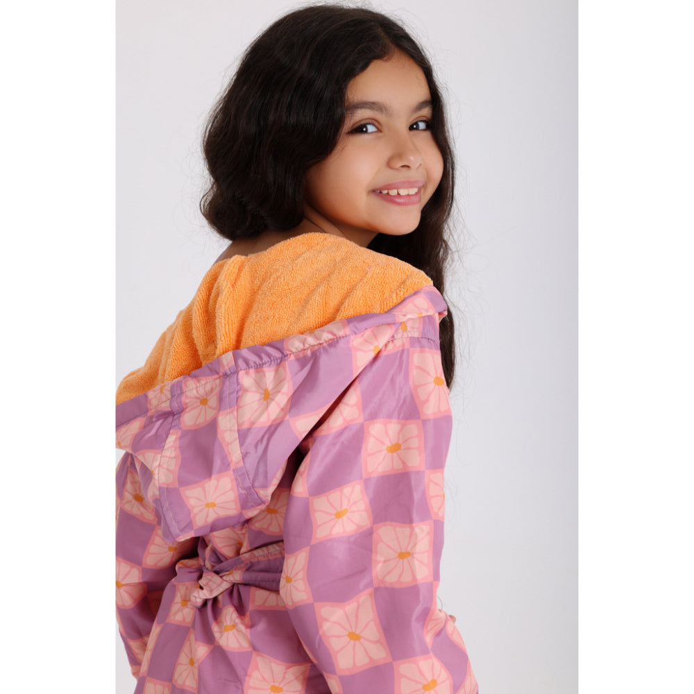 Girls Waterproof Swim Robe – Dustypink & Purple Karuh