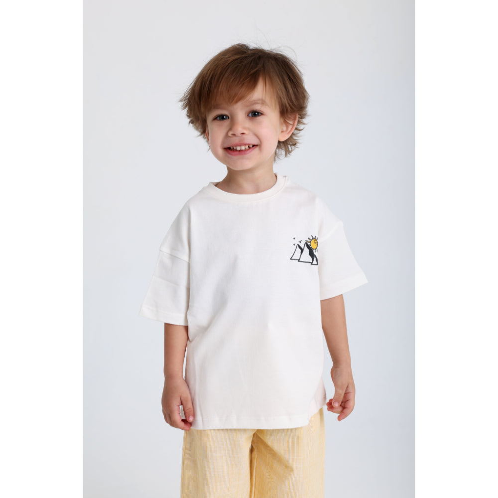 Unisex Baby Off-white Pyramids Cotton T-Shirt - Clothing - Playmore