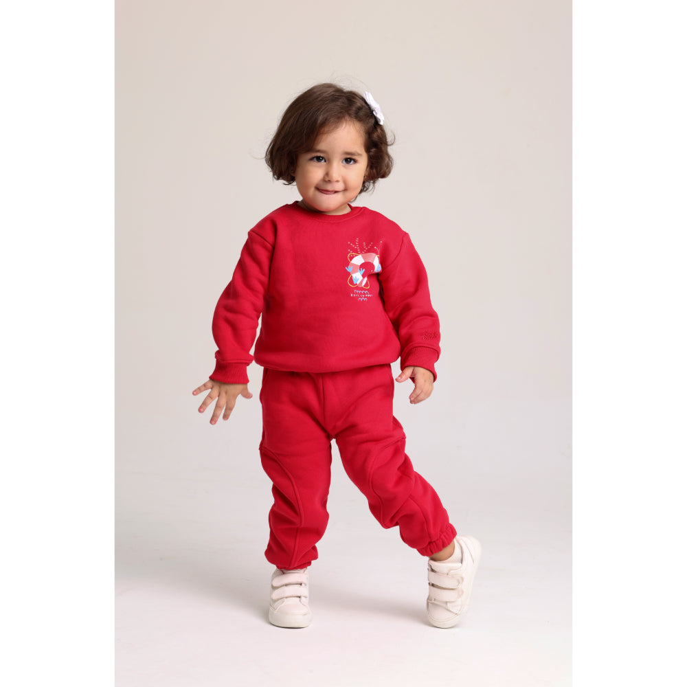 Unisex Sweatshirt – Red with “Born Swimmer” Print