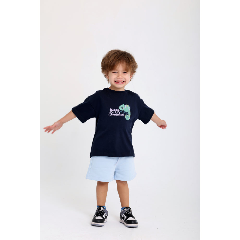 Unisex Baby Navy "Happy Chameleon" Cotton T-Shirt
