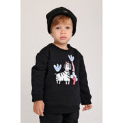 Unisex Cotton Sweatshirt – Black with Zebra Print