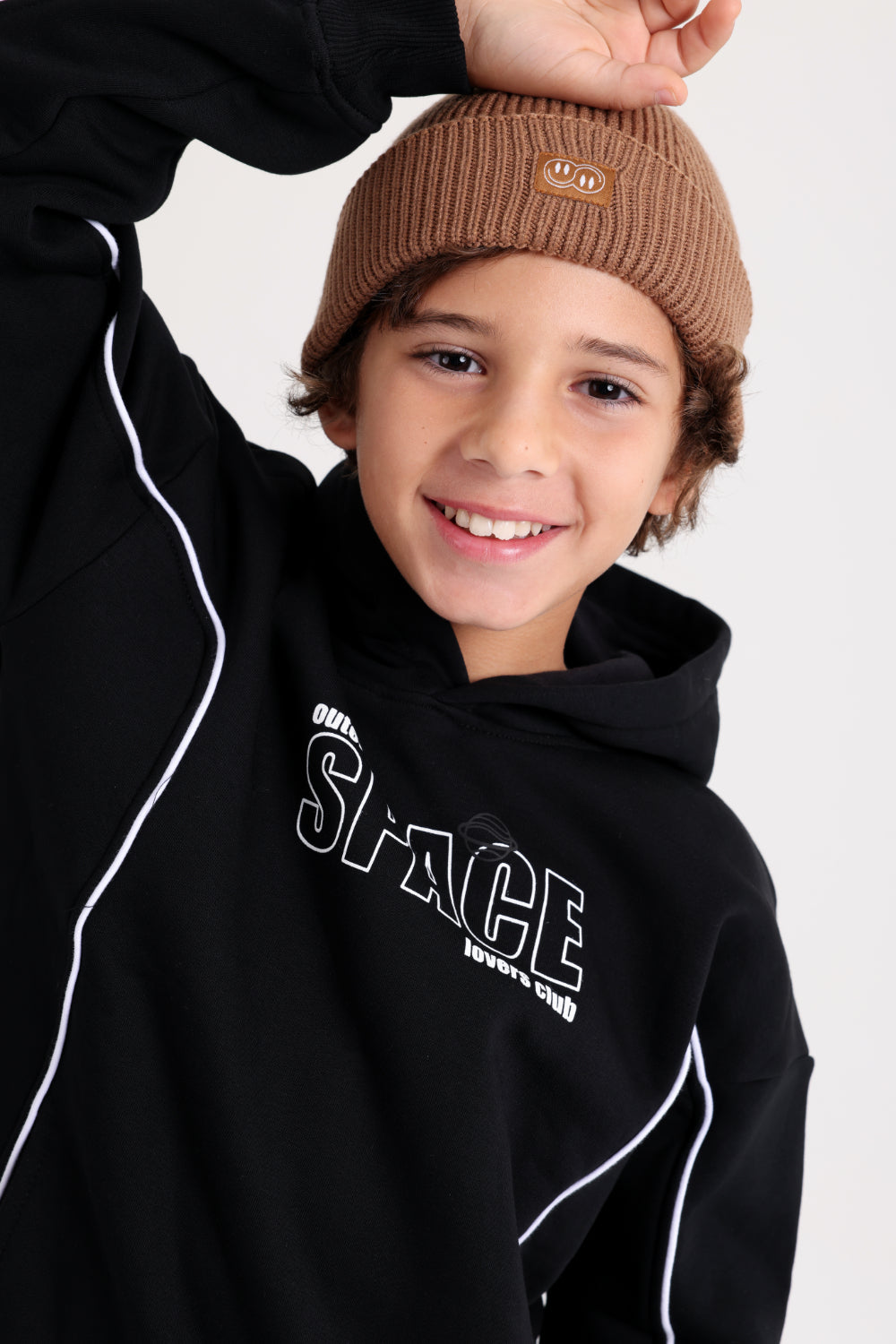 Unisex Cozy Blend Ice Cap – Brown with Double Smiley Fun