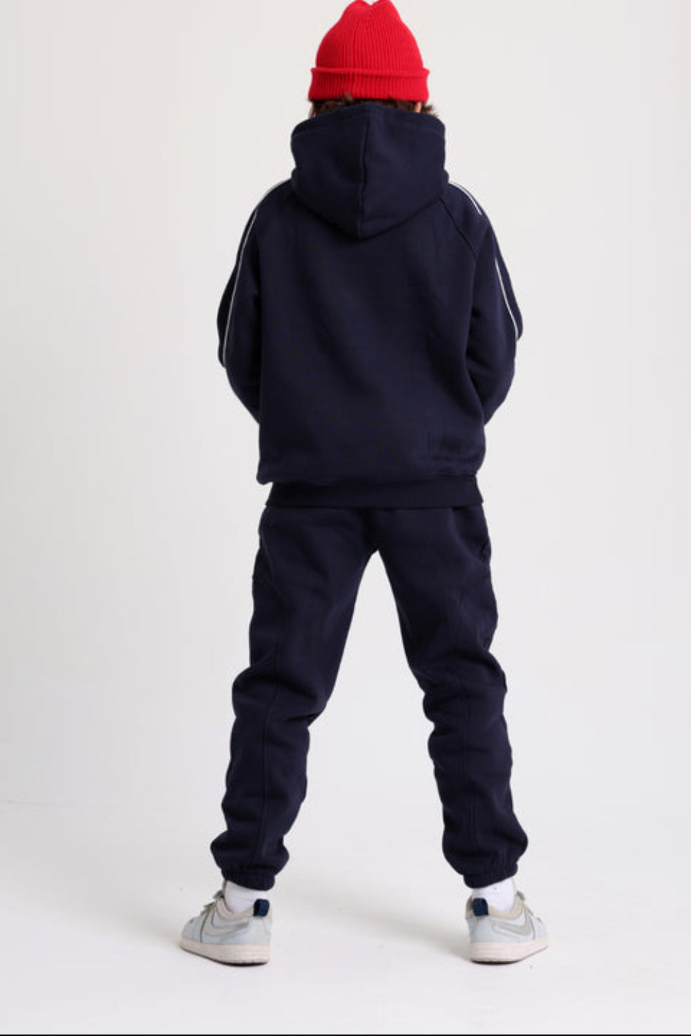 Boys Cotton Hoodie – Navy with "Unlimited Play Presented By Unlimited Fun Dept" Print