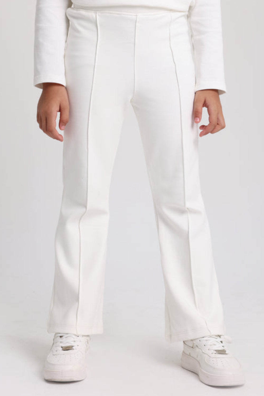 Girls Creased Front Flared Pants – Off-White