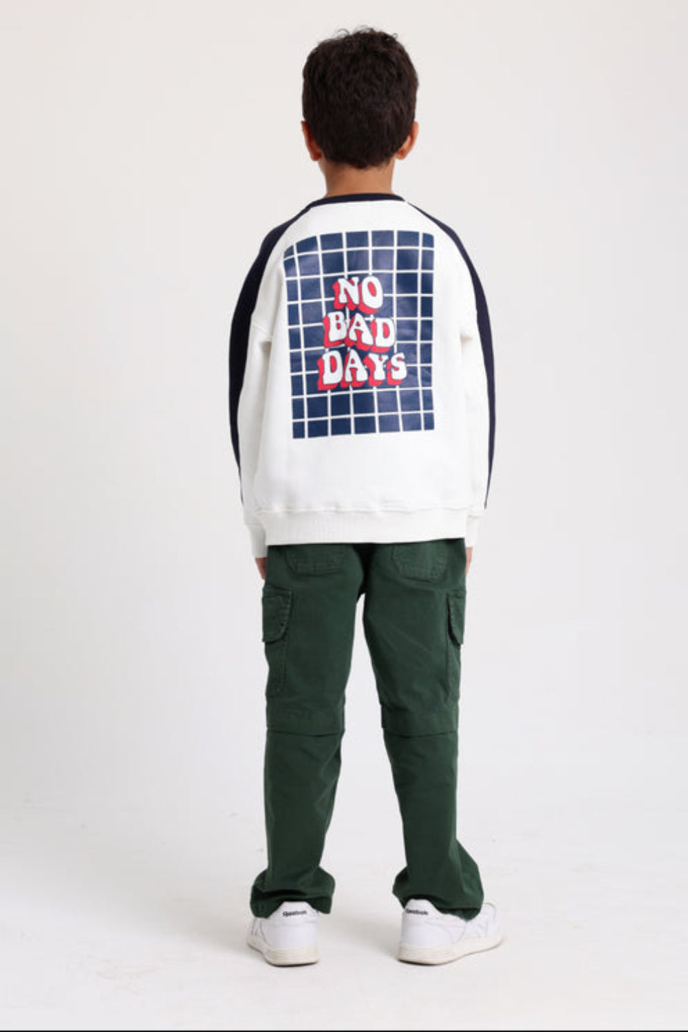 Boys Cotton Sweatshirt – Off-White with "No Bad Days" Print