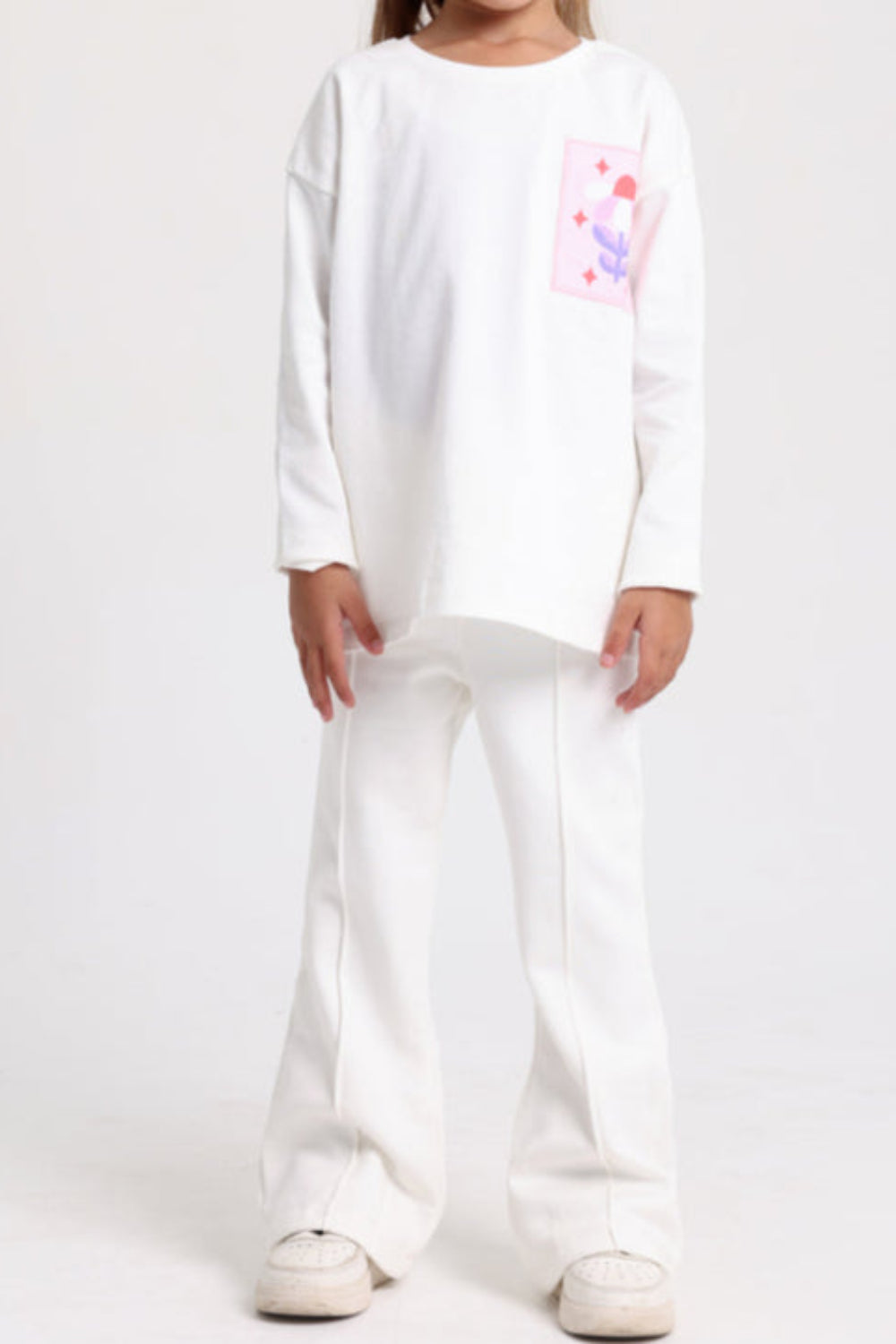 Girls Creased Front Flared Pants – Off-White