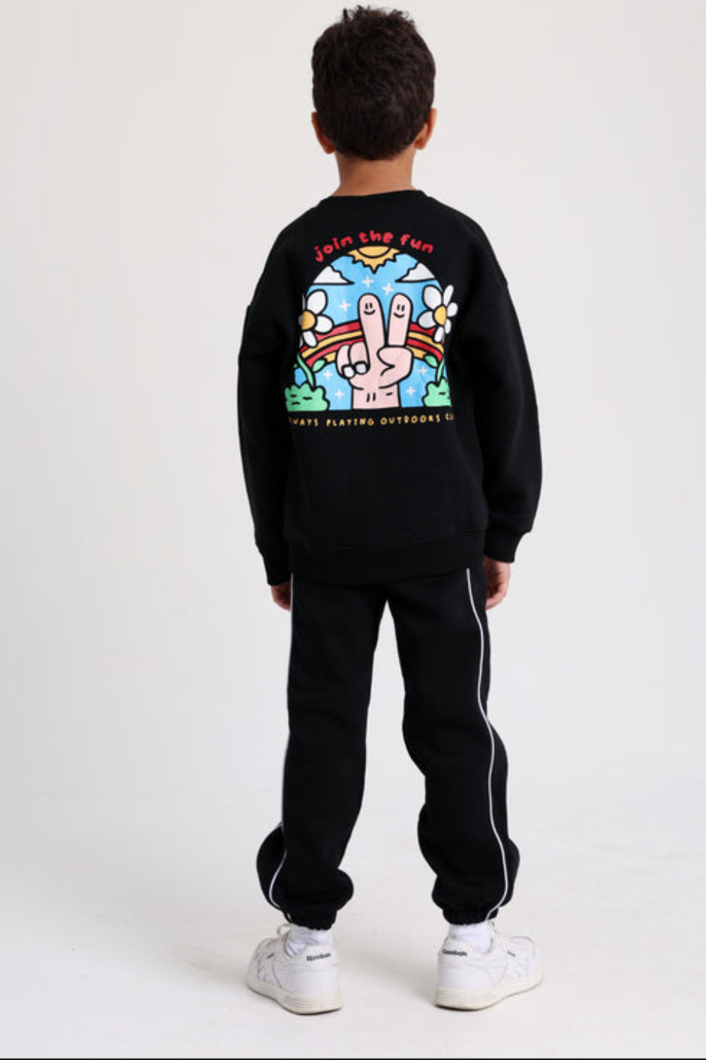 Boys Cotton Sweatshirt – Black with "Join The Fun" Print